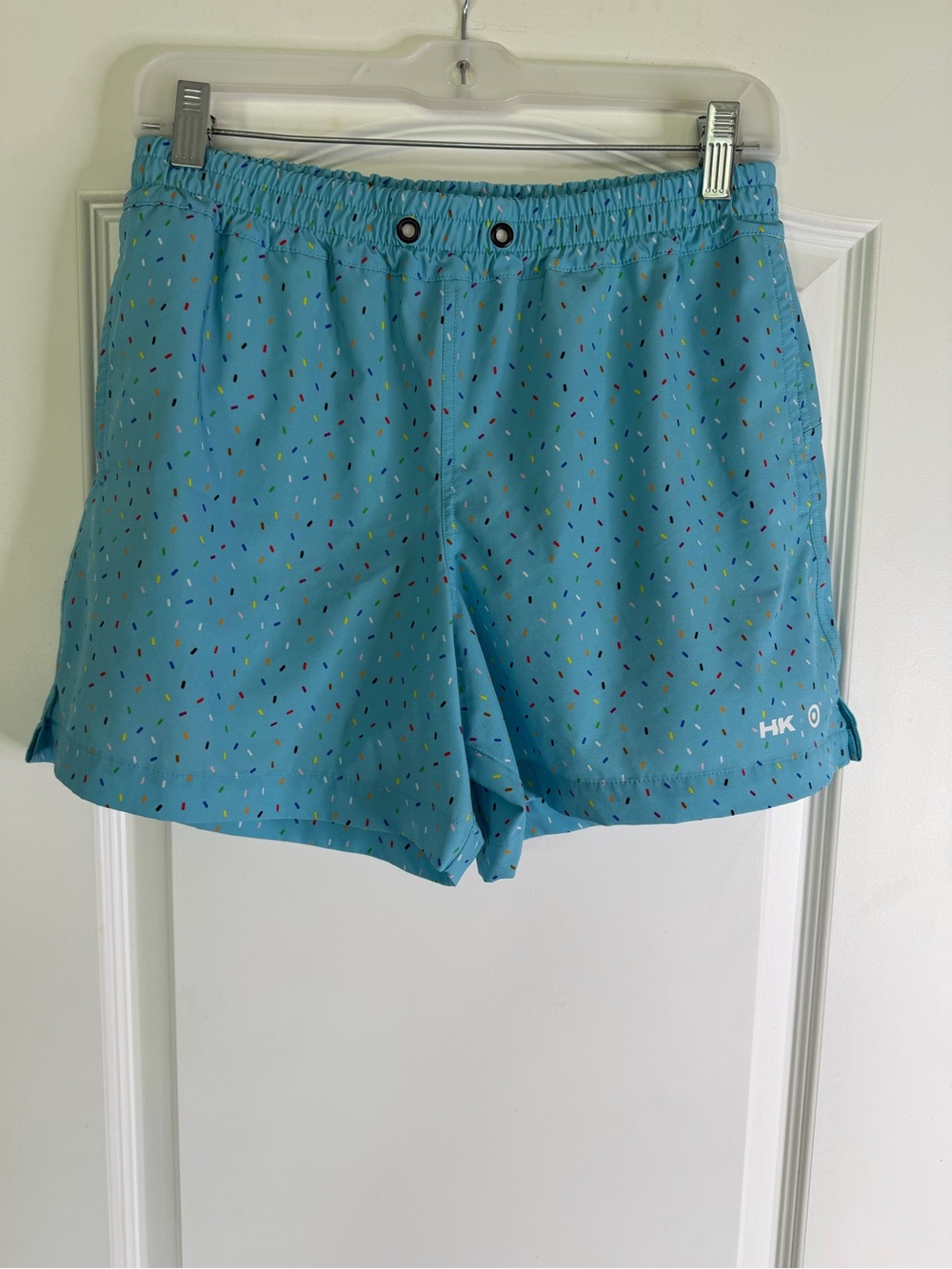 Humankind Aqua Blue Sprinkles Swim Shorts Size M (Missing Drawstring)